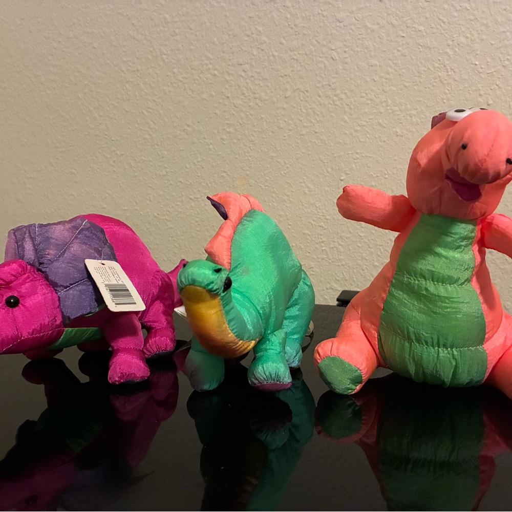 Plush Dino Toy - Green & Pink Colorful Kids Plush 1989